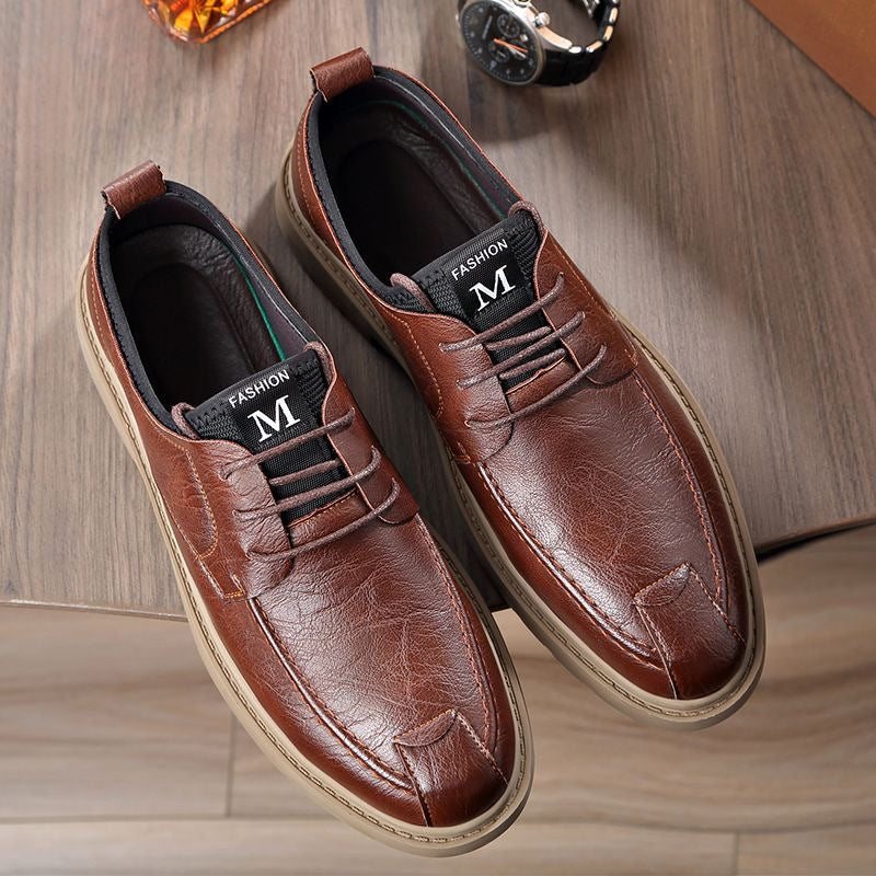 Herren Bequeme Leder Schnürschuhe mit rutschfester Sohle R&B