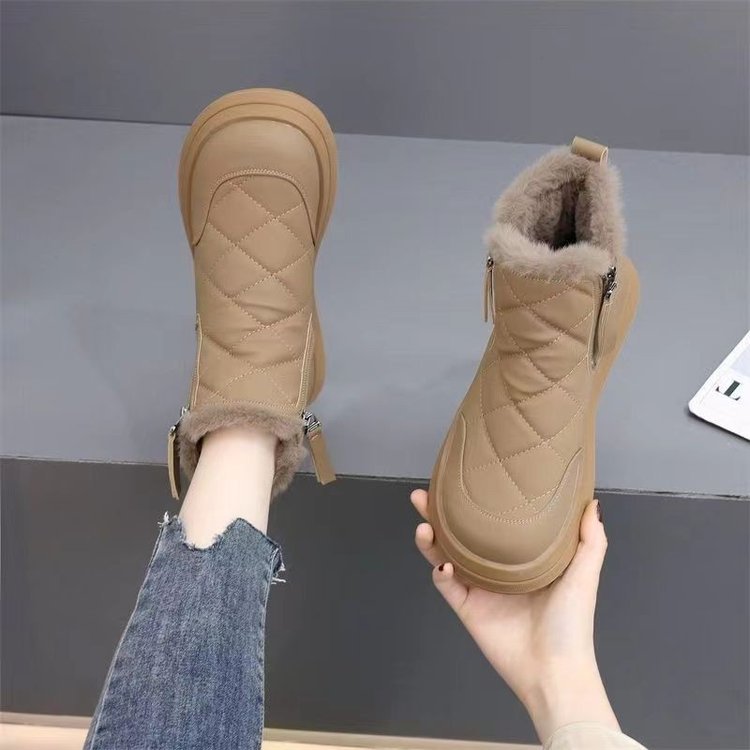 Damen gefütterte Winterstiefel mit praktischem Reißverschluss und flauschigem Innenfutter R&B