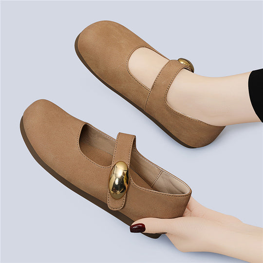 Damen elegante Ballerinas mit modischem Riemchen und zeitloser Schnalle R&B