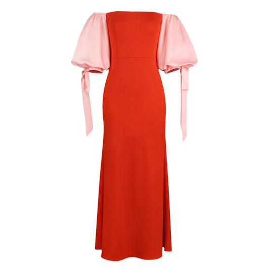 Damen Abendkleid mit schulterfreier Gestaltung und extravaganten Puffärmeln R&B