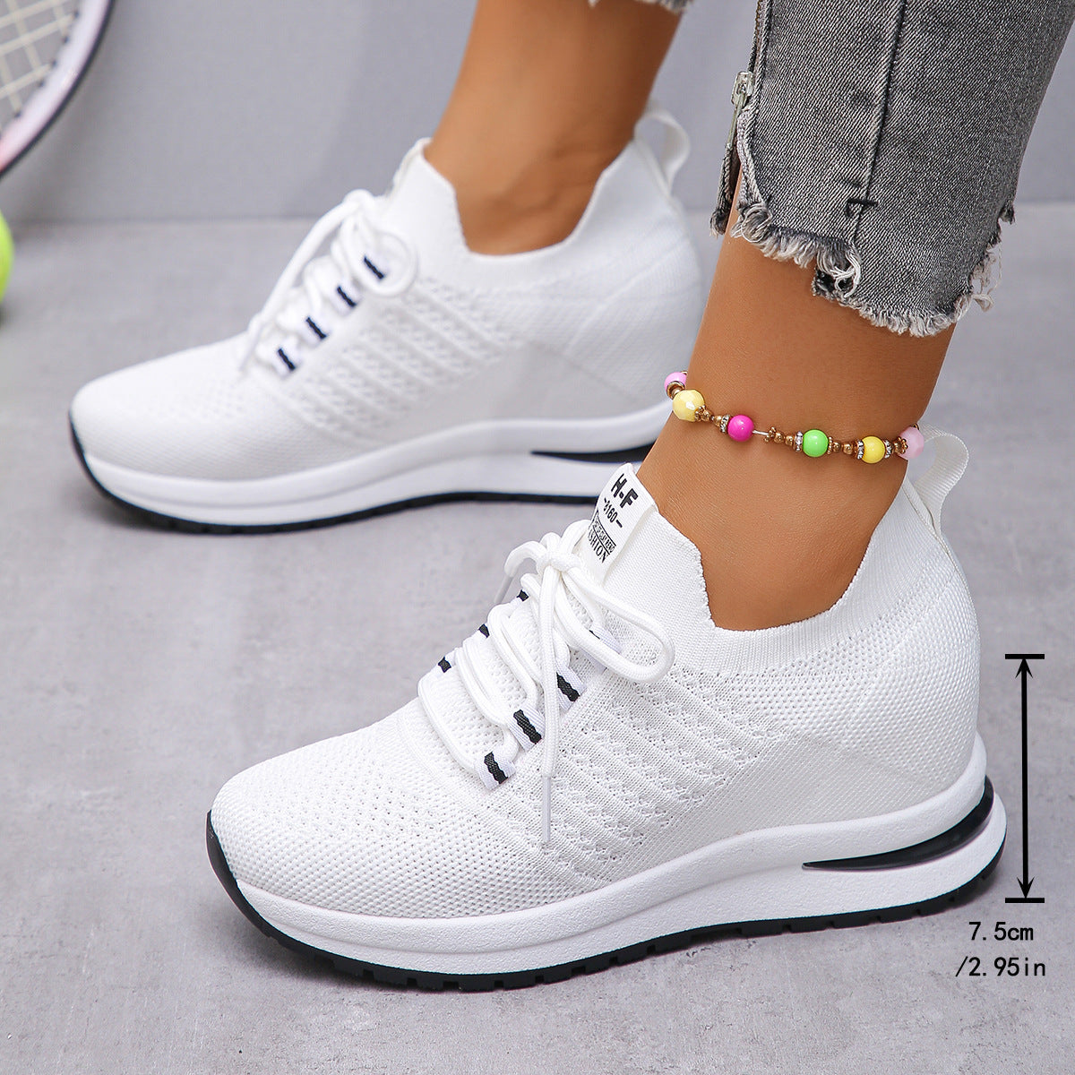 Damen Sportliche Sneaker mit atmungsaktivem Strickdesign und rutschfester Sohle R&B