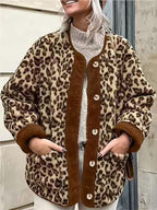 Damen warme Leopardenmuster Jacke R&B