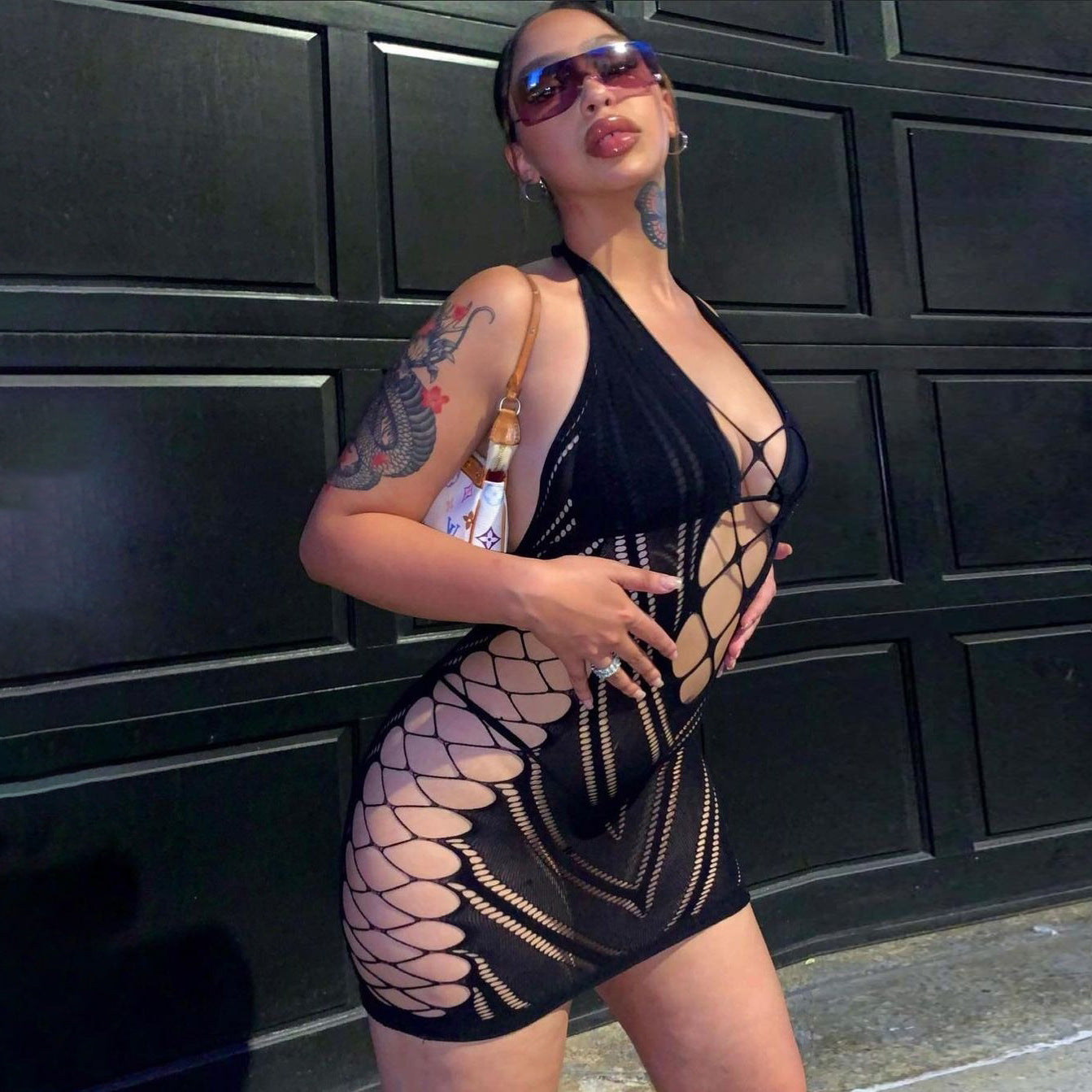Damen Netzkleid mit verführerischen Ausschnitten R&B
