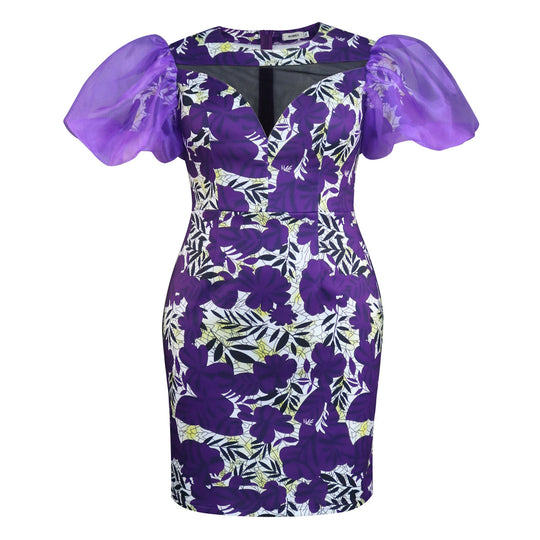 Damen Kleid mit floralem Muster und voluminösen Chiffonärmeln R&B