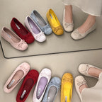 Damen Ballerinas mit zarter Schleifenapplikation und weichem Veloursleder EB