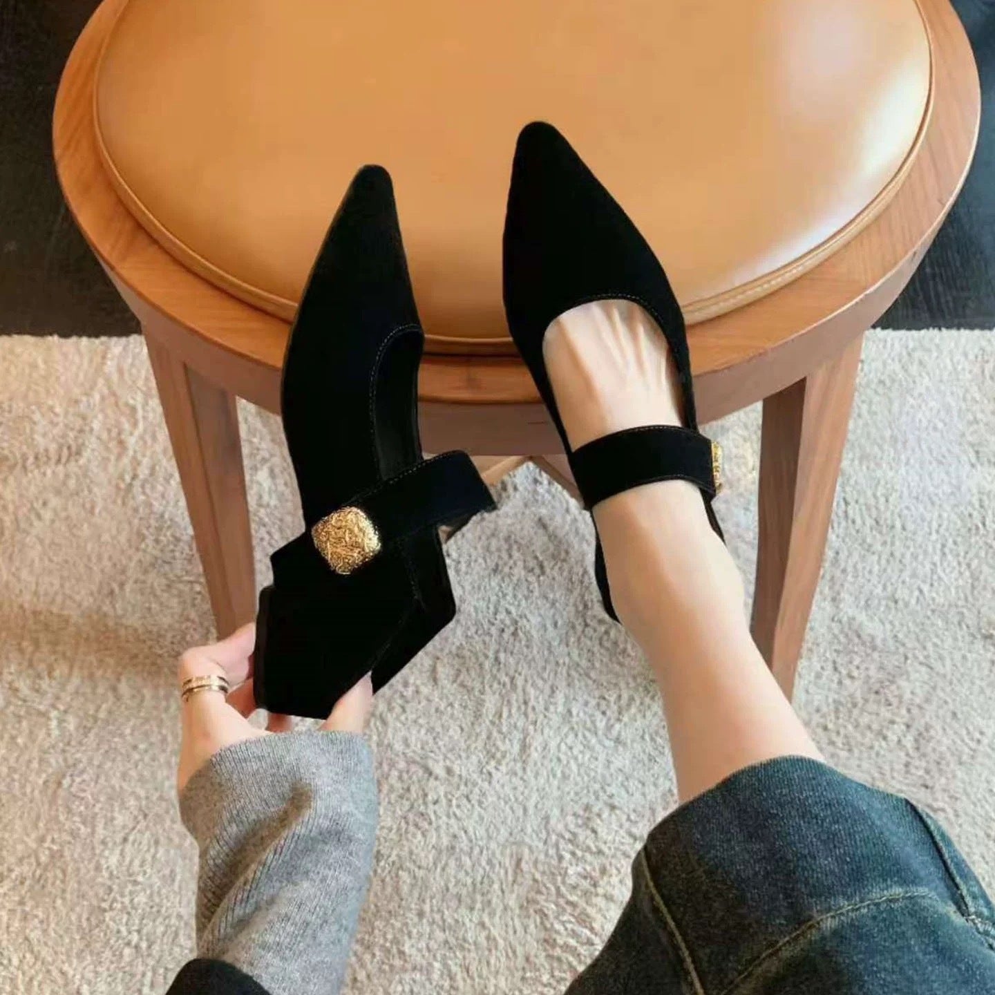 Damen elegante Ballerinas mit modischer Riemchenverzierung und hochwertigem Obermaterial R&B