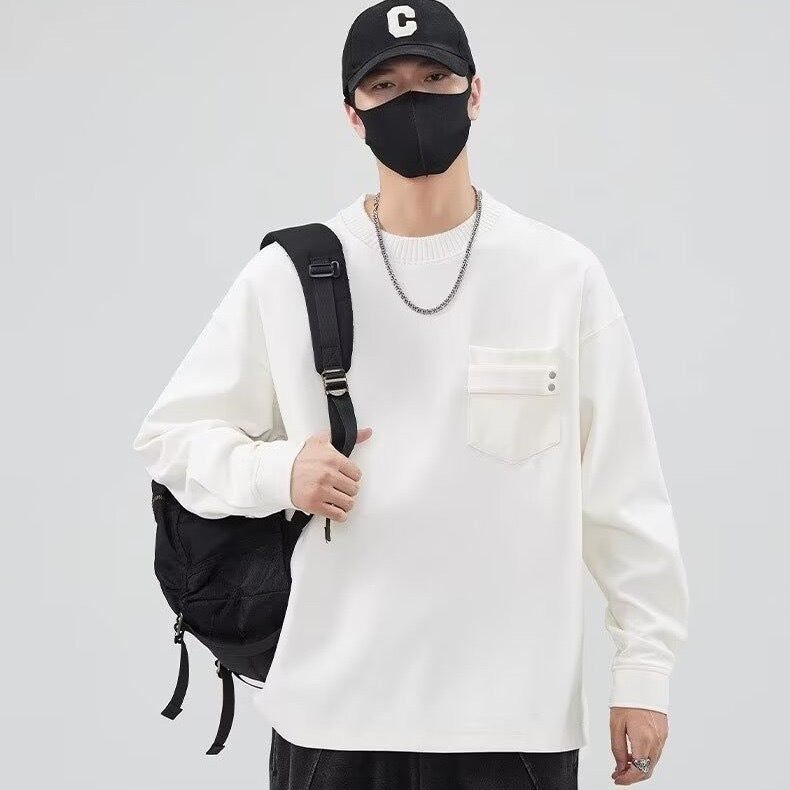 Herren lässiges Langarmshirt mit praktischer Brusttasche R&B