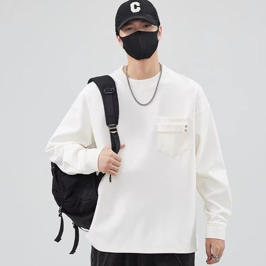 Herren lässiges Langarmshirt mit praktischer Brusttasche R&B