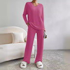 Damen Lässiges Freizeitsweat-Set mit V-Ausschnitt und weitem Schnitt R&B