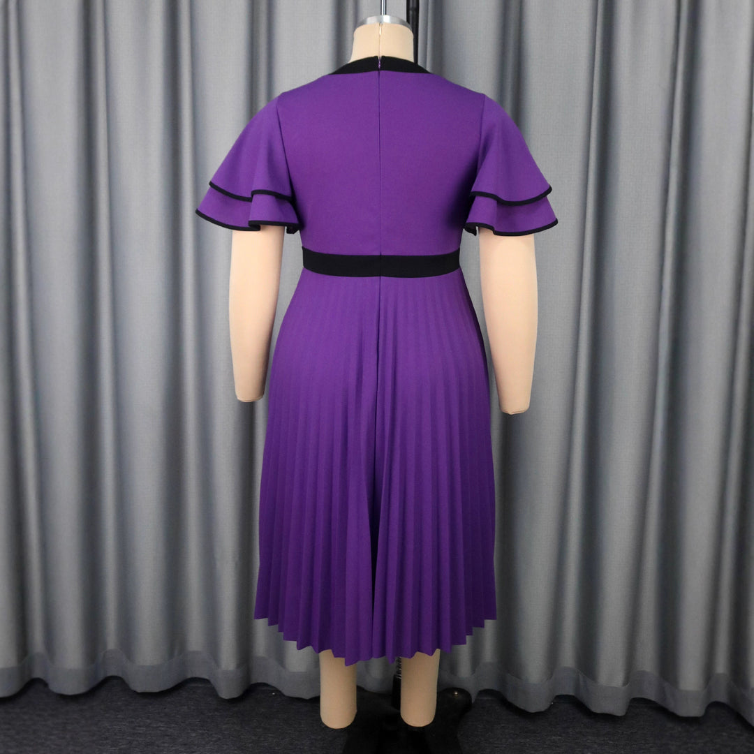 Damen plissiertes Midikleid mit eleganten Rüschendetails R&B