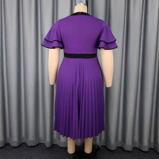 Damen plissiertes Midikleid mit eleganten Rüschendetails R&B