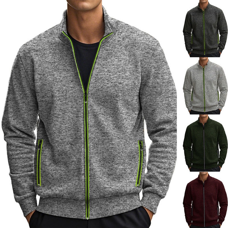 Herren Sweatjacke mit hohem Kragen und praktischen Reißverschlusstaschen