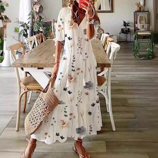 Damen Blütenverziertes Maxikleid Heidi-Mode