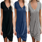 Damen Kurzarm Kleid mit geknotetem Detail R&B