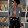 Damen Modische Cropped Blazerjacke mit innovativem Schnitt R&B