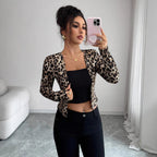 Damen nan taillierter Kurzblazer aus Stretchjersey mit Leopardenstruktur und schmaler Passform R&B