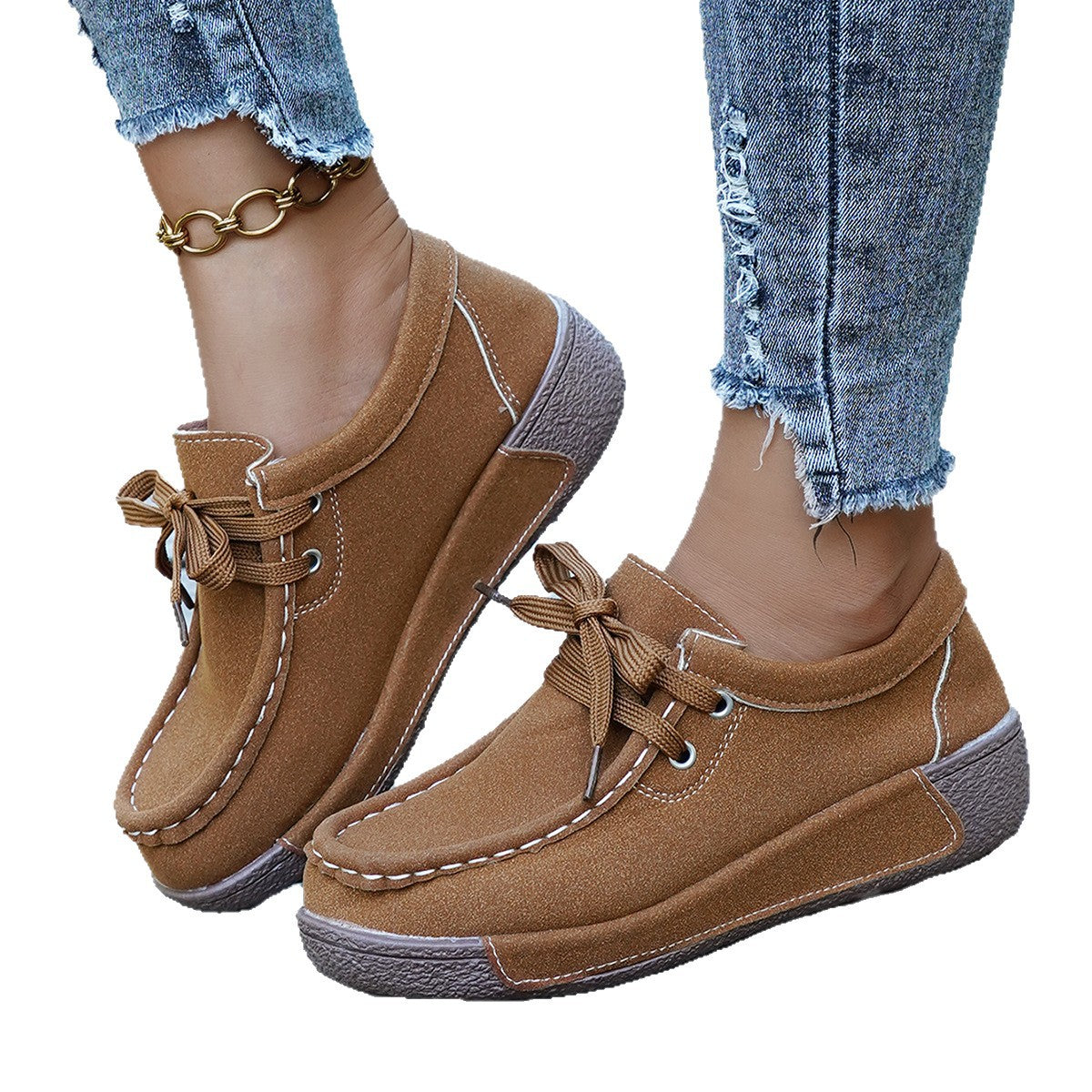 Damen komfortable Sneaker mit weichem Obermaterial und rutschfester Sohle R&B