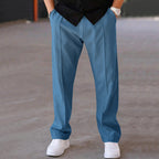 Herren elegante Freizeithose mit geradem Schnitt und klassischen Falten R&B