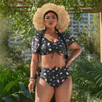Damen Bikini-Set mit romantischen Rüschendetails und floralem Muster R&B