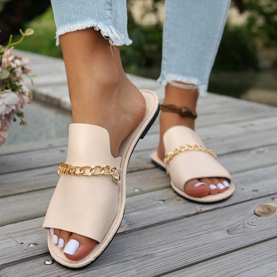 Damen modische Riemensandalen mit Kettendekor R&B
