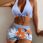 Damen Bikini-Set mit floralem Design und hohem Bund R&B