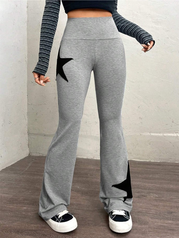 Damen legere Bootcut-Leggings mit Sternen-Motiv R&B