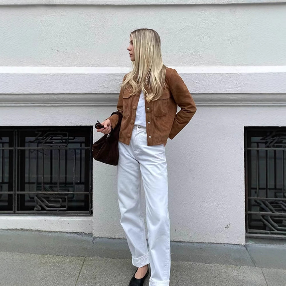 Damen Kunstlederjacke im modischen Oversized-Schnitt mit praktischen Taschen R&B