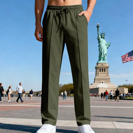 Herren nan lässig-elegante Bundfalten-Sweathose mit Bügelfalte, elastischem Tunnelzugbund und seitlichen Eingrifftaschen R&B