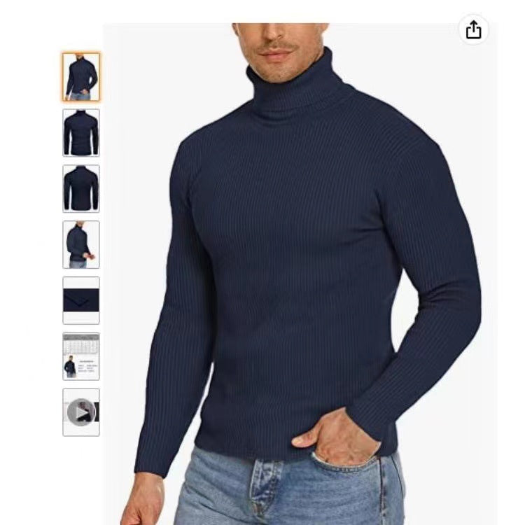 Herren Stehkragen Pullover aus ribbeltem Strick R&B