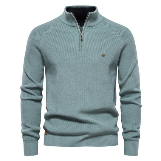 Herren Strickpullover mit halbem Reißverschluss und sportlichen Details R&B
