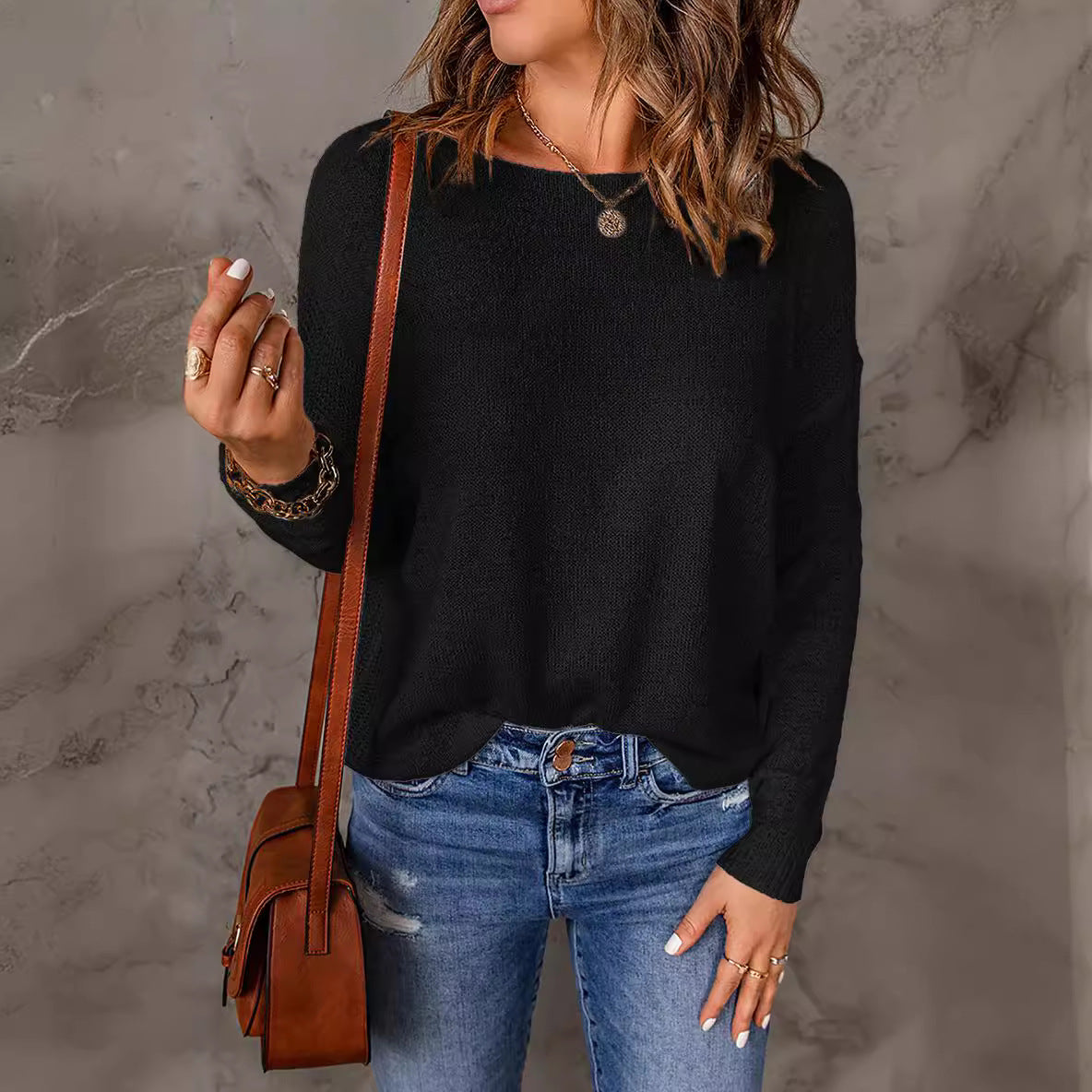 Damen lässiges Strickoberteil