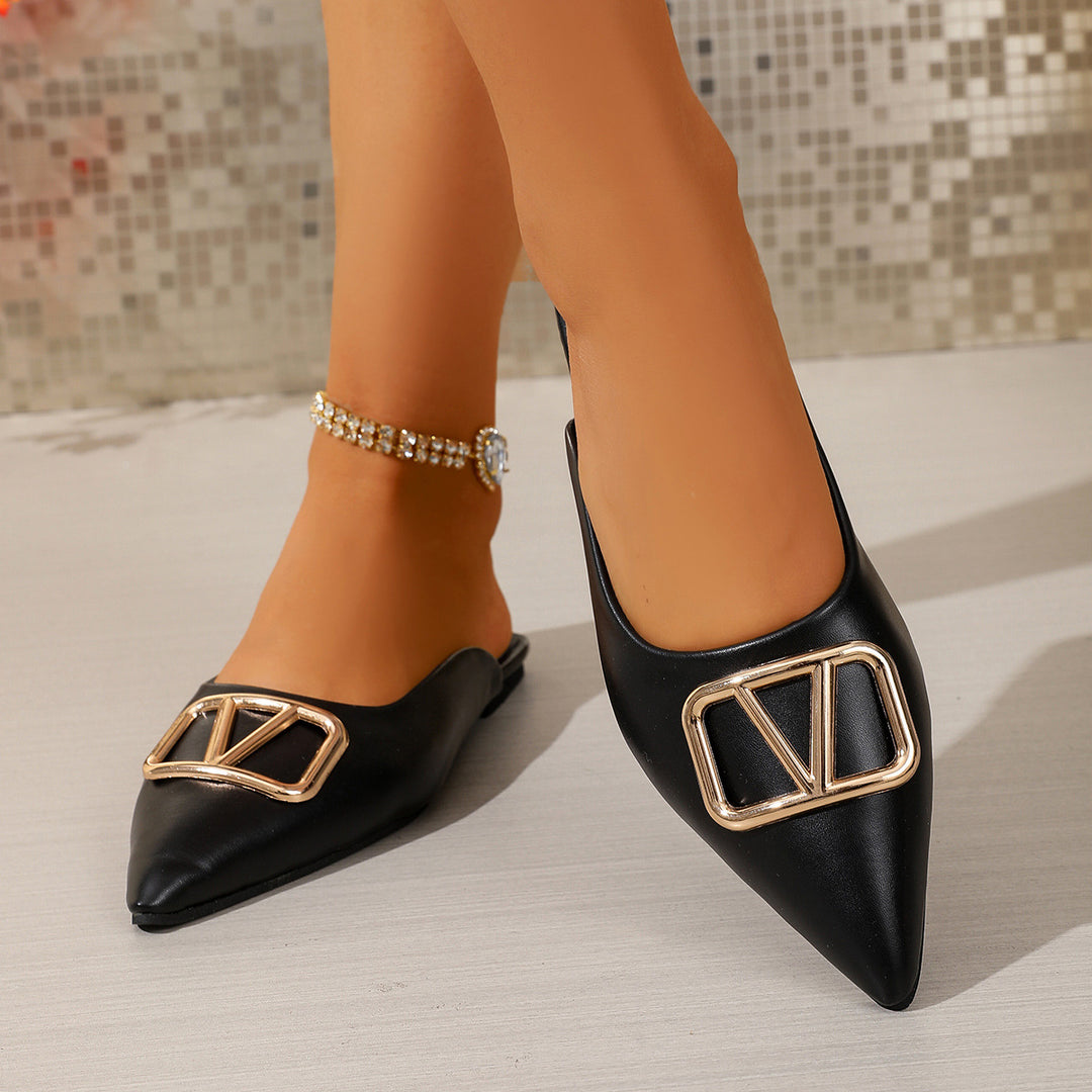 Damen elegante Slingback Mules mit modischen Metallakzenten R&B