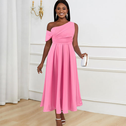 Damen Elegantes One-Shoulder Kleid mit Drapierungen R&B
