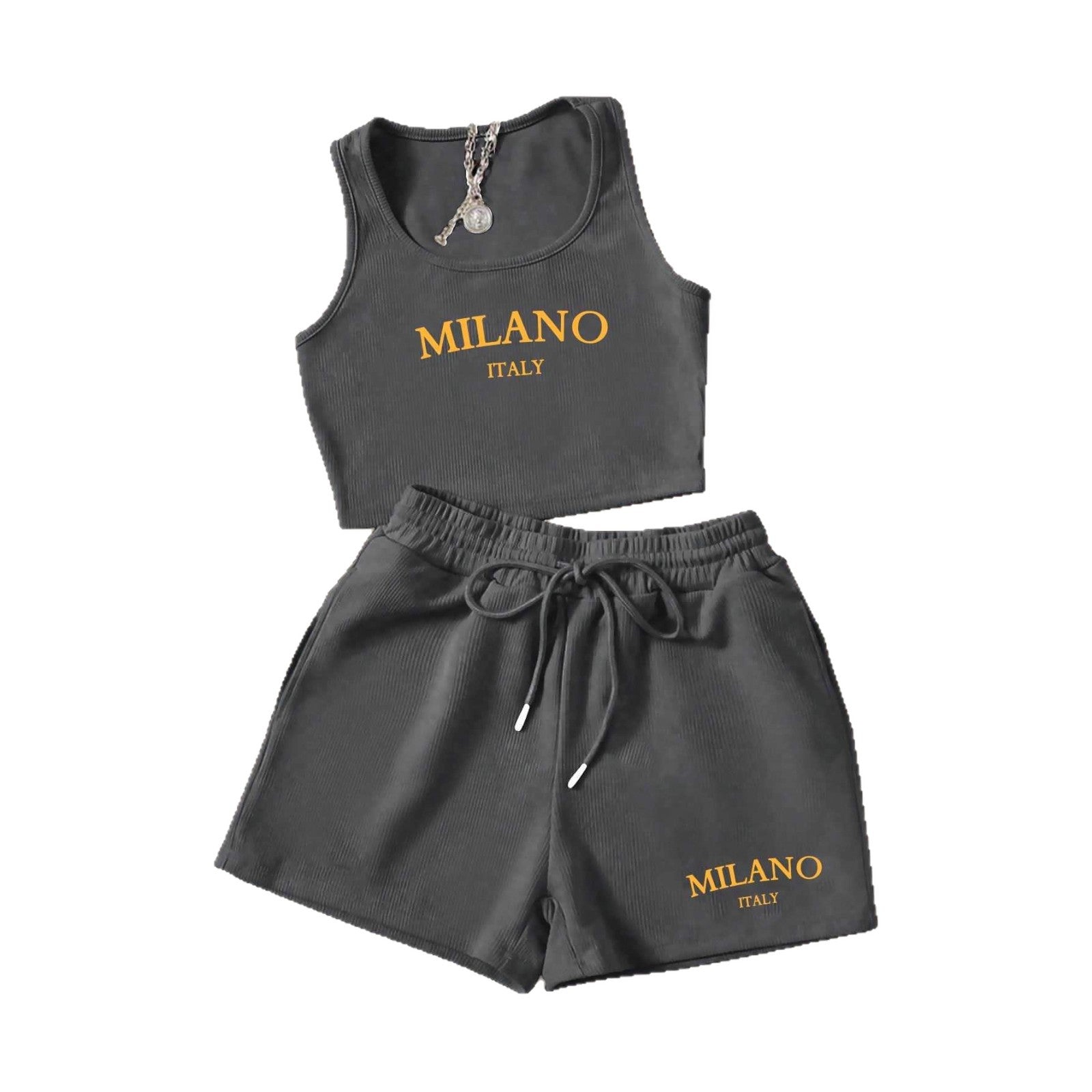Damen Sportliches Zweiteiler Set mit Top und Shorts R&B