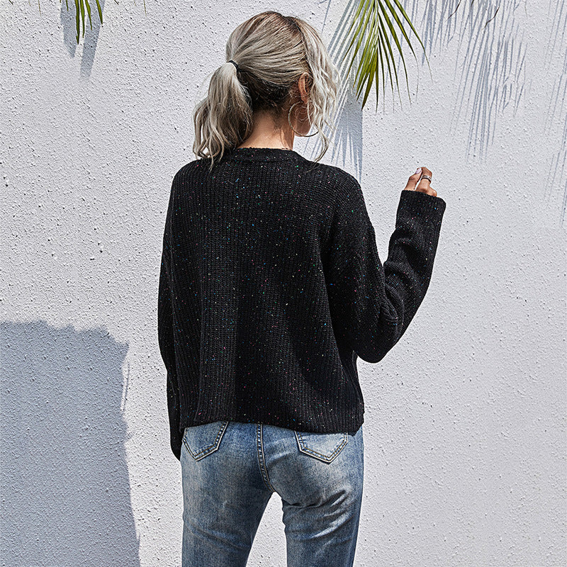 Damen lässiger Strickcardigan mit Knopfdetails und weit geschnittenen Ärmeln R&B
