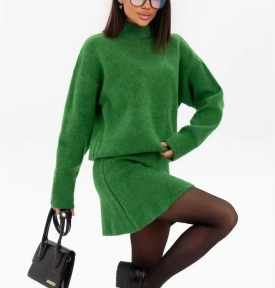 Damen bequemer Strickpullover mit überschnittenen Schultern und modischem Saum R&B