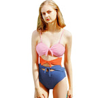 Damen Modischer Einteiler mit Knoten und Cut-Outs R&B
