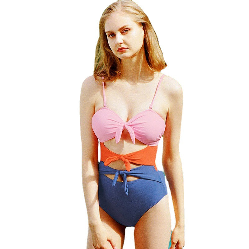 Damen Modischer Einteiler mit Knoten und Cut-Outs R&B