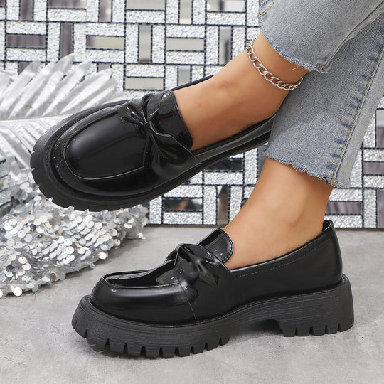Damen trendige Slip-On Mokassins mit dekorativer Schleife R&B