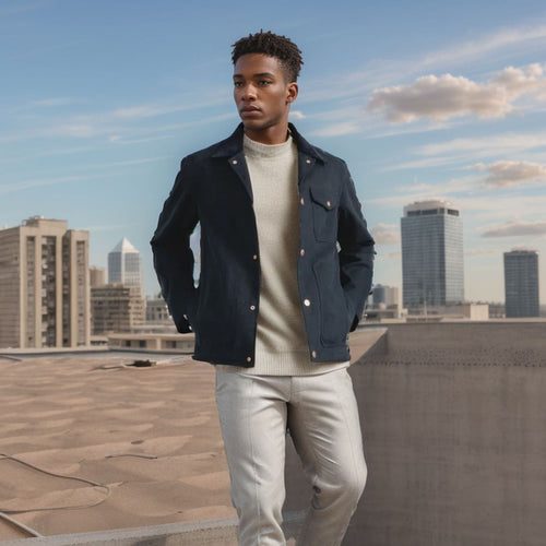 Herren lässige Baumwolljacke im Worker-Stil R&B