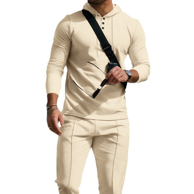 Herren Kapuzenpullover mit Knopfdetail und sportlicher Passform R&B