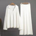 Damen Modisches Strick-Ensemble mit weitem Schnitt und tiefem V-Ausschnitt R&B