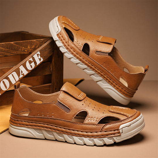 Herren Orthopädische Ledersandalen mit verstellbarem Riemensystem R&B