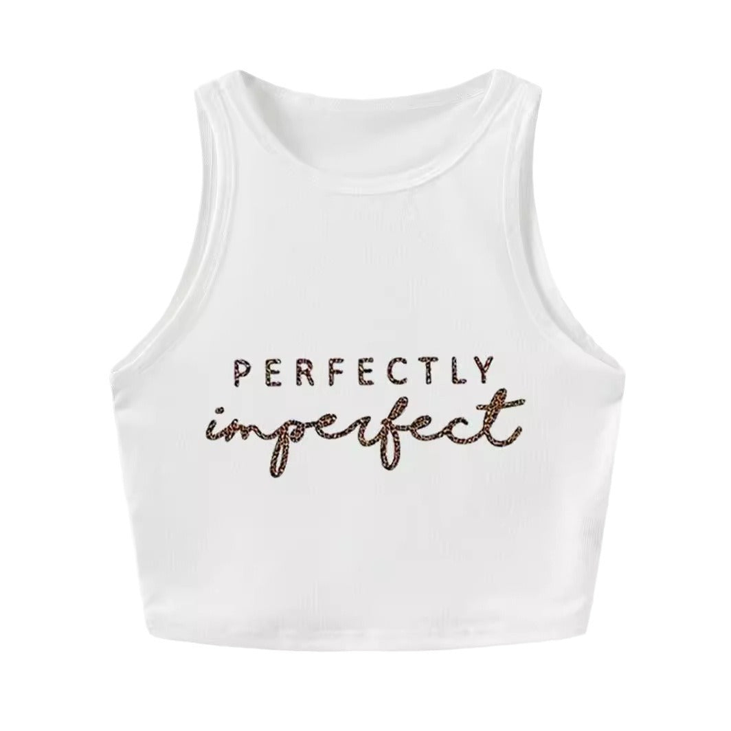 Damen Crop-Top mit auffälligem Schriftzug und körpernahem Schnitt R&B