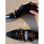 Damen elegante Slipper mit dekorativem Riemchendesign R&B