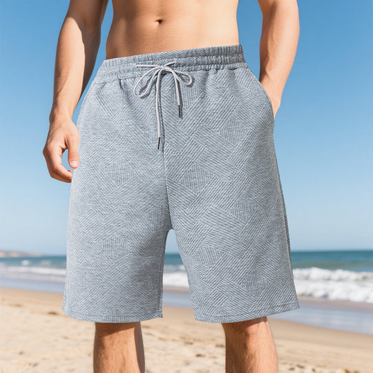 Herren nan knielange Textur-Badeshort mit elastischem Kordelbund und seitlichen Eingrifftaschen R&B