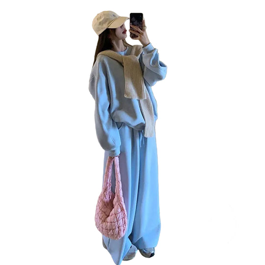 Damen lässiges Crop-Sweatshirt und weite Jogginghose Set R&B