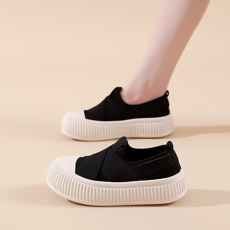 Damen modische Slip-On Sneakers mit elastischem X-Design und rutschfester Sohle R&B