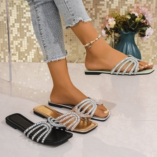 Damen Glamouröse Riemchensandalen mit funkelnden Strass-Applikationen R&B