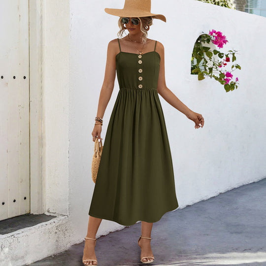 Damen Sommerliches Maxikleid mit Knopfdetails und komfortablem Schnitt R&B